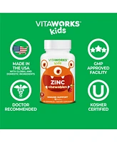 VitaWorks Kids Zinc 15 mg Chewable Tablets - Skin Health And Immune Function - Natural Cherry Flavor - 120 Chewables