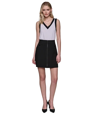 Karl Lagerfeld Women's Faux-Front-Zipper Mini Skirt