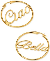 Ajoa by Nadri Medium Cubic Zirconia "Ciao Bella" Hoop Earrings, 1.62"