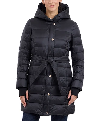 Michael Kors Women's Belted Hooded Puffer Coat, Created for Macy's