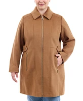 Michael Michael Kors Plus Size Club-Collar Zip-Front Coat, Created for Macy's
