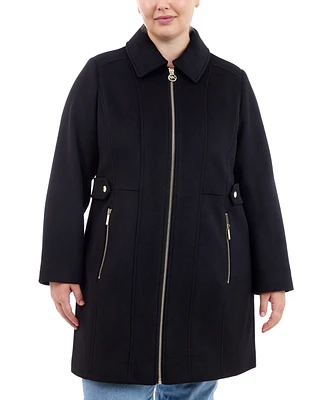 Michael Kors Plus Club-Collar Zip-Front Coat, Created for Macy's