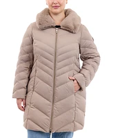 Michael Kors Plus Faux-Fur-Collar Packable Puffer Coat, Created for Macy's