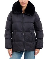 Michael Kors Women's Faux-Fur-Collar Hooded Puffer Coat, Created for Macy's
