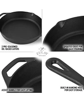 Zulay Kitchen Pre-Seasoned Cast Iron Skillet 12 Inch - Heavy Duty Seasoned Iron Cast Skillet For Indoor & Outdoor Cooking