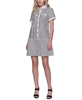 Karl Lagerfeld Paris Women's Striped Button-Front Dress