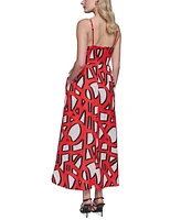 Karl Lagerfeld Paris Floral-Print Lace-Up Midi Dress