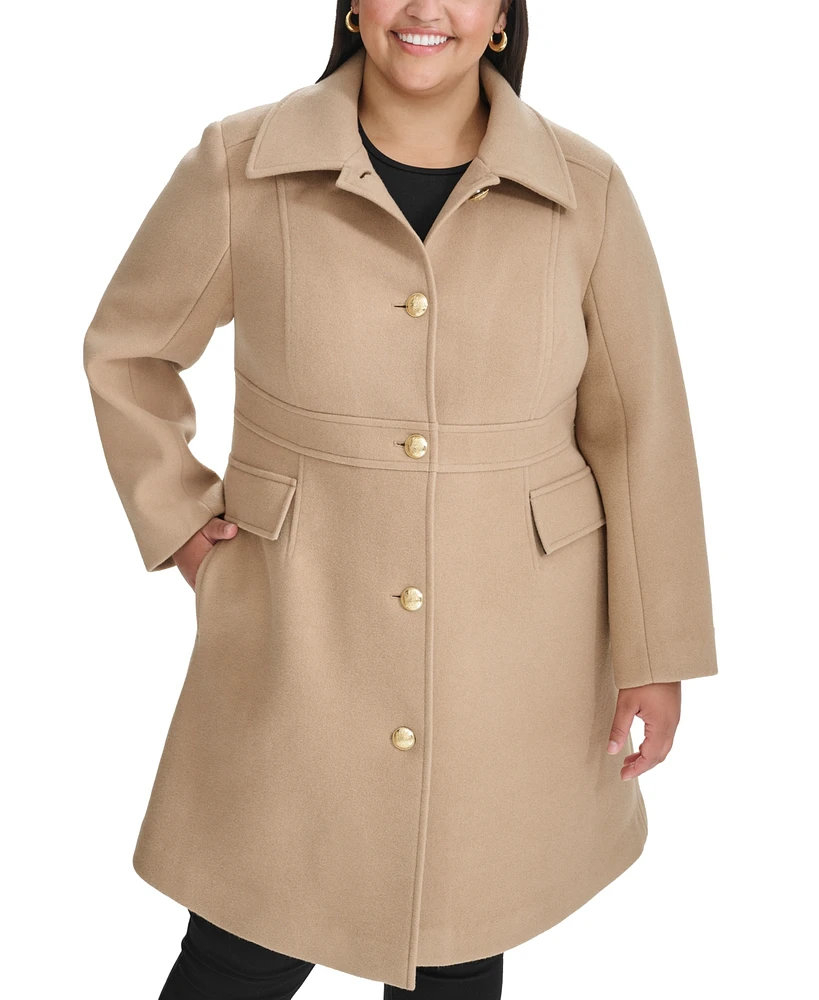 Tommy Hilfiger Plus Size Collared Button-Front Coat, Created for Macy's