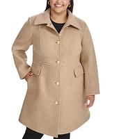 Tommy Hilfiger Plus Size Collared Button-Front Coat, Created for Macy's