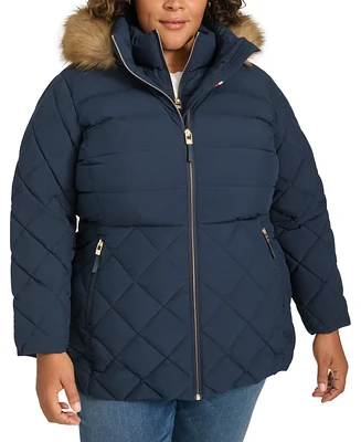 Tommy Hilfiger Plus Faux-Fur-Trim Hooded Puffer Coat, Created for Macy's