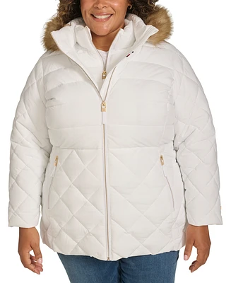 Tommy Hilfiger Plus Size Faux-Fur-Trim Hooded Puffer Coat, Created for Macy's