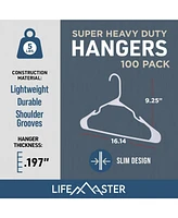 Lifemaster Plastic Clothes Hanger Set - 100 Pieces Versatile, Lightweight, Space-Saving, Non-Slip, Slim Designed, Dry and Wet Clothes Hanger Set