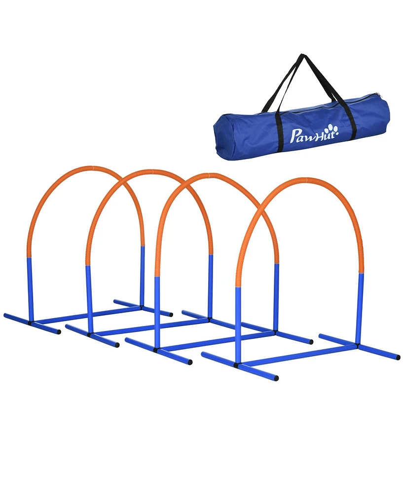 PawHut 4 Piece Dog Agility Training Equipment with Carriage Bag, Blue