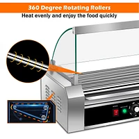 Sugift 18 Hot Dog 7 Roller Grill Commercial Cooker