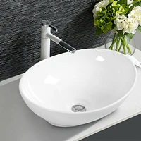 Sugift Oval Bathroom Basin Ceramic Vessel Sink