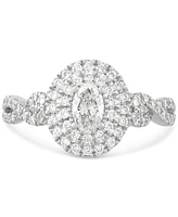 Diamond Oval Multi-Halo Twist Engagement Ring (1 ct. t.w.) in 14k White Gold