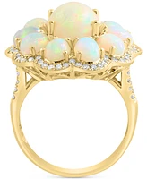 Effy Ethiopian Opal (5 ct. t.w.) & Diamond (3/8 ct. t.w.) Flower Cluster Ring in 14k Gold