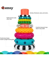 Sassy Baby Sassy Stacks of Circles Stacking Ring Stem Learning Toy, 9 Piece Set