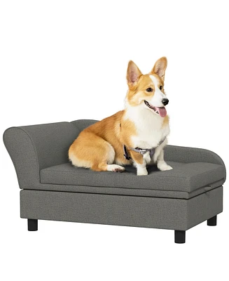 PawHut Pet Sofa, Dog Sofa for Small Medium Dogs with Storage, Dark Blue