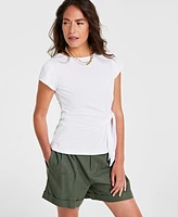 On 34th Women's Knit Side-Tie T-Shirt, Created for Macy's