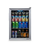 Newair 90 Can Beverage Refrigerator Cooler, Freestanding Small Mini Fridge in Stainless Steel for Home, Office or Bar