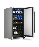 Newair 15" 3.2 Cu. Ft. Commercial Stainless Steel Built-in Beverage Refrigerator, Weatherproof and Outdoor Rated