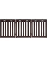 Slickblue 24 Inch Folding Wooden Freestanding Dog Gate with 360° Flexible Hinge for Pet