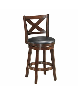 Slickblue Swivel X-back Upholstered Counter Height Bar Stool with Pvc Cushioned Seat