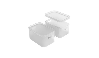 Sorbus Stackable Plastic Frosted Bins (2 Pack)