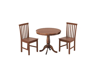 Slickblue 3 Pieces Wooden Dining Table and Chair Set for Cafe Kitchen Living Room