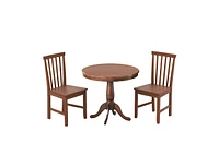Slickblue 3 Pieces Wooden Dining Table and Chair Set for Cafe Kitchen Living Room