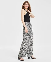 Bar Iii Women's Printed Wide-Leg Pants, Created for Macy's