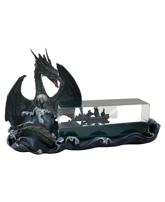 Fc Design 10.5"W Black Dragon Guarding a Ship in Bottle Figurine Decoration Home Decor Perfect Gift for House Warming, Holidays and Birthdays