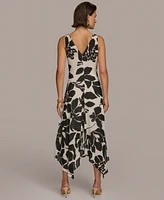 Donna Karan Women's Printed Handkerchief-Hem Dress