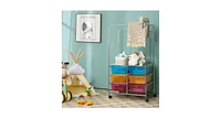 Slickblue 6 Drawer Rolling Storage Cart with Hanging Bar