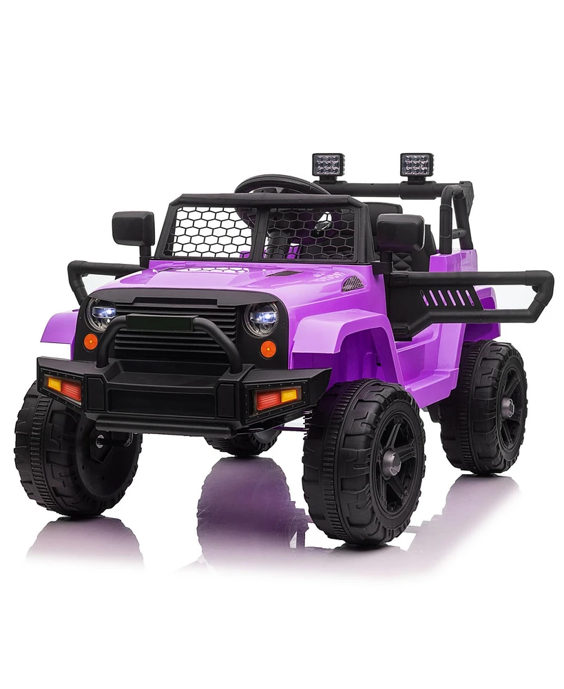 Yescom 12V Kids Ride On Truck Car Jeep with Remote Control, Led,3 Speeds Purple