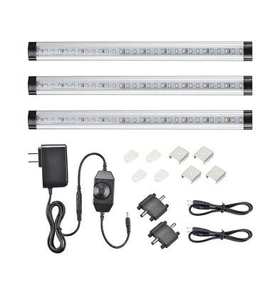 Yescom 3 Pcs 90 LEDs Under Cabinet Lighting Kit Plug in 3000K 1440lm Kitchen Under Counter Shelf Lights 11 Inches Warm White
