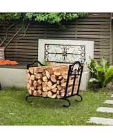 Slickblue Foldable Firewood Log Rack Steel Wood Storage Holder