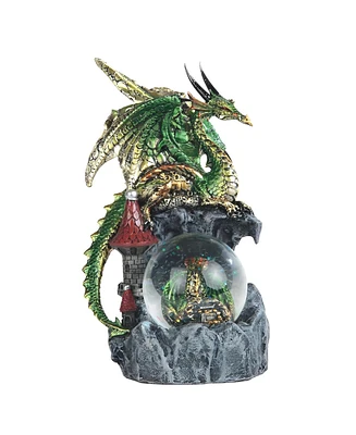 Fc Design 8"H Green Dragon on Castle with Snow Globe Figurine Home Decor Perfect Gift for House Warming, Holidays and Birthdays