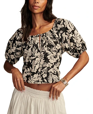 Lucky Brand Women's Cotton Gathered Poplin Top