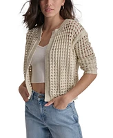Dkny Jeans Women's Open-Stitch Drop-Shoulder Cardigan Sweater