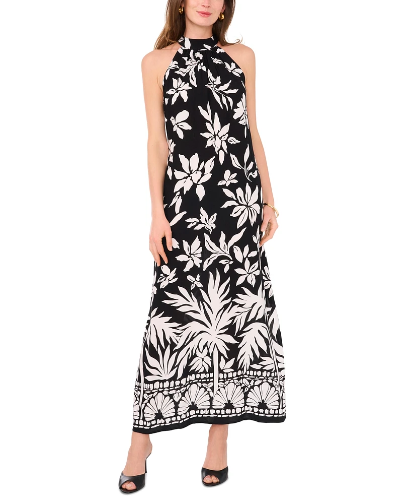 Vince Camuto Women's Border-Print Halter Maxi Dress