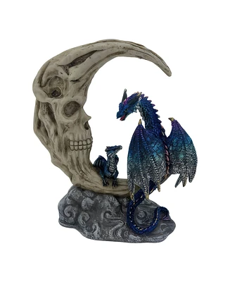 Fc Design 6.75"H Blue Dragon on Skeleton Moon Figurine Decoration Home Decor Perfect Gift for House Warming, Holidays and Birthdays