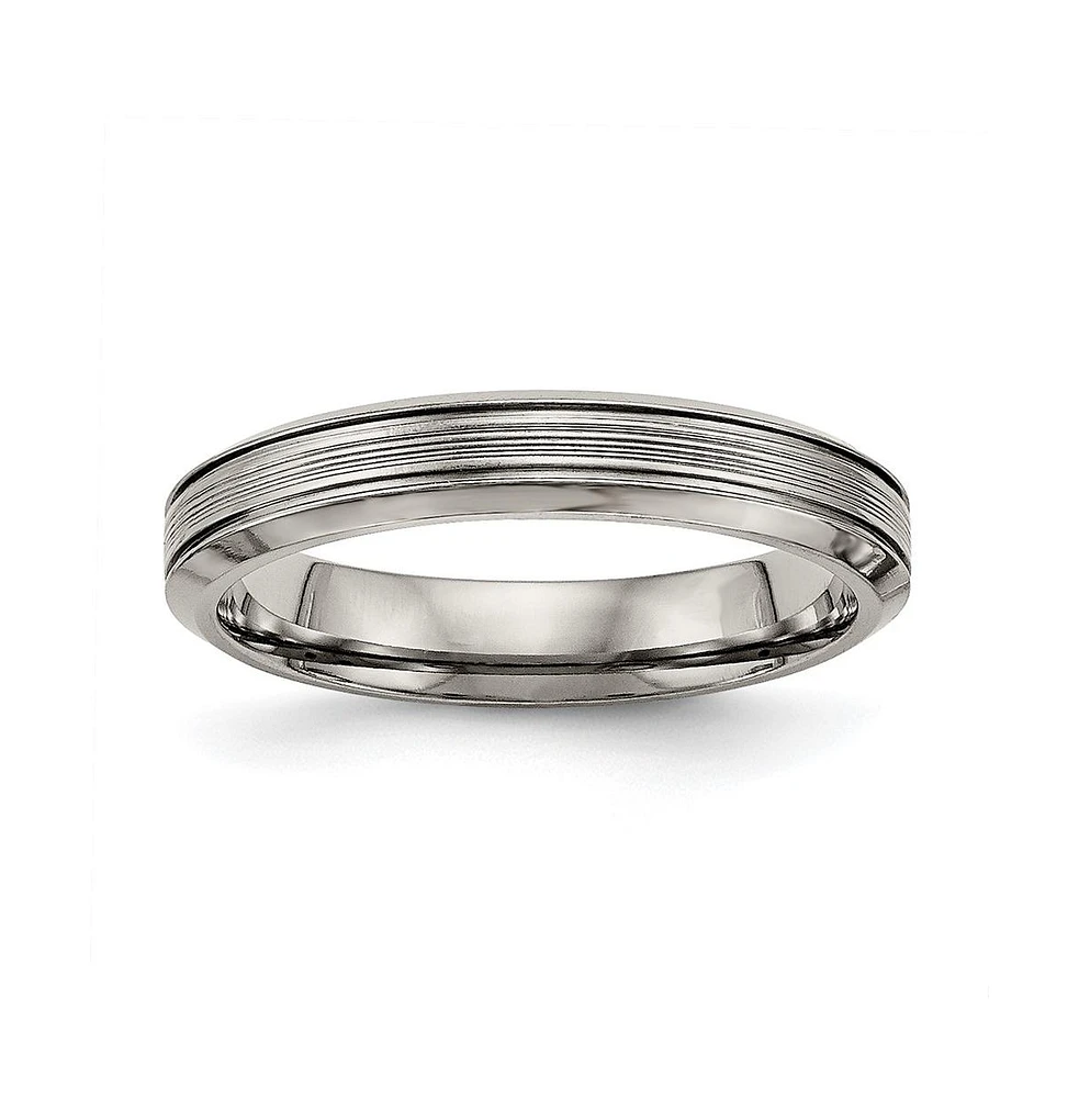 Chisel Titanium Polished Grooved Comfort Fit Wedding Band Ring