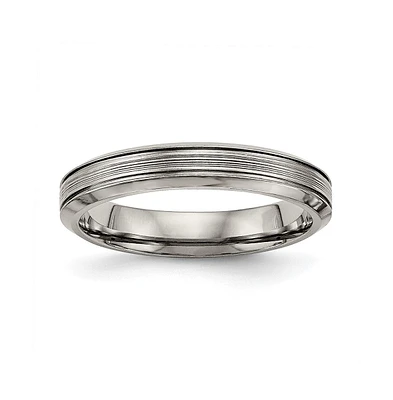 Chisel Titanium Polished Grooved Comfort Fit Wedding Band Ring