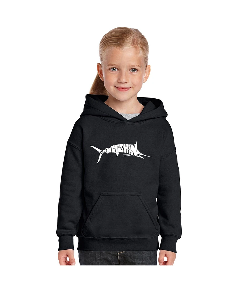 La Pop Art Girls Word Hooded Sweatshirt - Marlin Gone Fishing