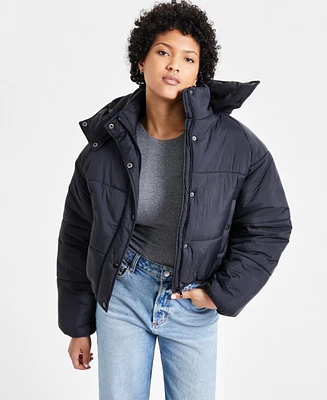 CoffeeShop Juniors' Cropped Hooded Puffer Coat