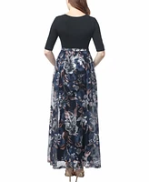 kimi + kai Maternity Annabelle Mesh Print Maxi Dress
