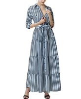 kimi + kai Maternity Button Front Nursing Maxi Shirt Dress