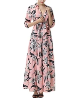 kimi + kai Maternity Matenrity Floral Print Nursing Maxi Shirt Dress